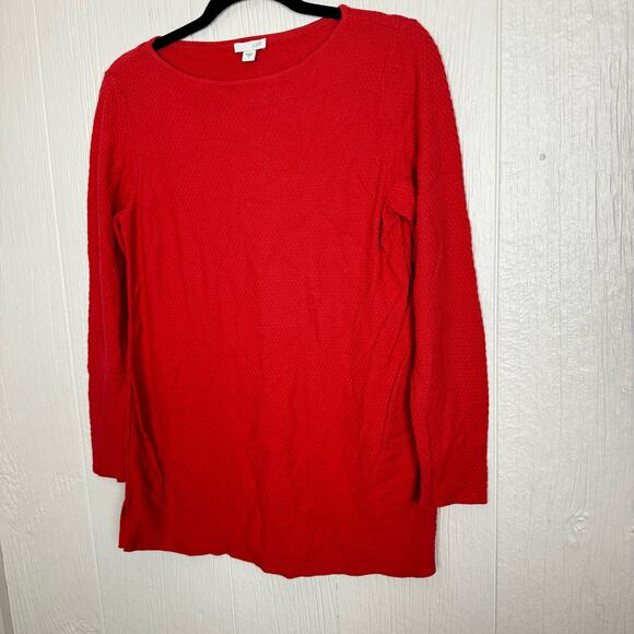 J. Jill Waffle Textured Tunic Shirt Top Boat Neck Long Sleeve Coral Size Small - Picture 6 of 6